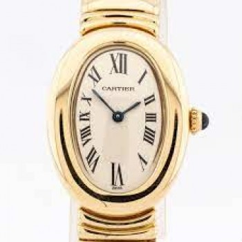 Replik uhr Cartier Baignoire 18 Karat Gelbgold Quarz Weiß Damenuhr 8057912