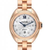 Replik uhr Cartier Cle 18 Karat Roségold Automatik Diamant Damenuhr WJCL0033