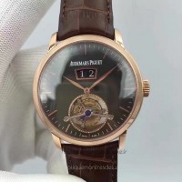 Replik-Uhr Audemars Piguet Jules Audemars Tourbillon Grande Date 26559 Roségold Schwarzes Zifferblatt