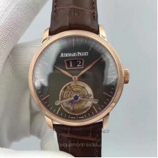 Replik-Uhr Audemars Piguet Jules Audemars Tourbillon Grande Date 26559 Roségold Schwarzes Zifferblatt