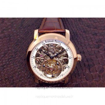 Replika Audemars Piguet Jules Audemars Tourbillon Roségold Skeleton WeiBes Zifferblatt