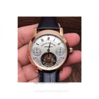 Replik-Uhr Audemars Piguet Jules Audemars Tourbillon Roségold WeiBes Zifferblatt