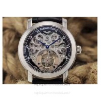 Replika Audemars Piguet Jules Audemars Tourbillon Rostfreier Stahl Skeleton Schwarzes Zifferblatt