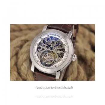 Replik-Uhr Audemars Piguet Jules Audemars Tourbillon Rostfreier Stahl Skeleton WeiBes Zifferblatt