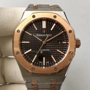 Replik-Uhr Audemars Piguet Royal Oak 15400 Rostfreier Stahl Roségold Schwarzes Zifferblatt 