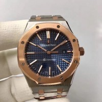 Replik-Uhr Audemars Piguet Royal Oak 15400 Rostfreier Stahl Roségold Blaues Zifferblatt 