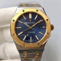 Replik-Uhr Audemars Piguet Royal Oak 15400 Rostfreier Stahl Gelbgold Blaues Zifferblatt 