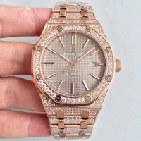 Replika Audemars Piguet Royal Oak 15400 Roségold Diamanten GroBes Zifferblatt 