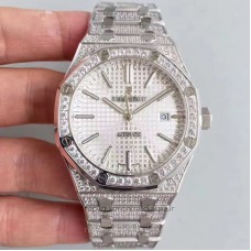 Replik-Uhr Audemars Piguet Royal Oak 15400 Rostfreier Stahl Diamanten Silbernes Zifferblatt 