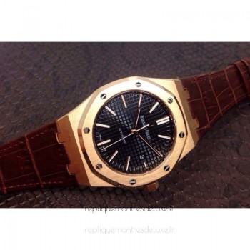 Replika Audemars Piguet Royal Oak 15400 Roségold Schwarzes Zifferblatt