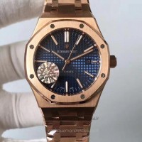 Replik-Uhr Audemars Piguet Royal Oak 15400 Roségold Blaues Zifferblatt 