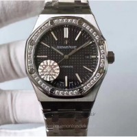 Replika Audemars Piguet Royal Oak 15400 Rostfreier Stahl Diamanten Schwarzes Zifferblatt 