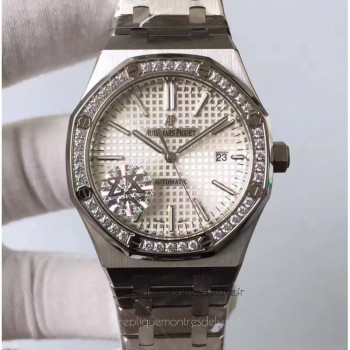 Replika Audemars Piguet Royal Oak 15400 Rostfreier Stahl Diamanten Silbernes Zifferblatt 