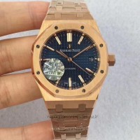 Replika Audemars Piguet Royal Oak 15450 Roségold Blaues Zifferblatt 