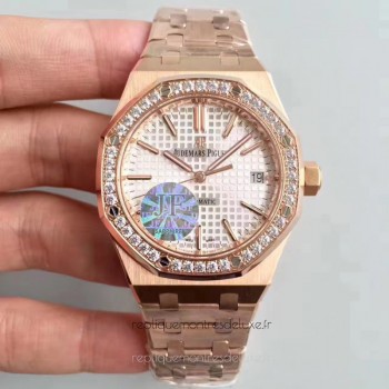 Replika Audemars Piguet Royal Oak 15450 Roségold Diamanten Silbernes Zifferblatt 