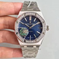 Replik-Uhr Audemars Piguet Royal Oak 15450 Rostfreier Stahl Diamanten Blaues Zifferblatt 