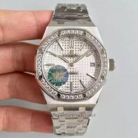 Replik-Uhr Audemars Piguet Royal Oak 15450 Rostfreier Stahl Diamanten Silbernes Zifferblatt 