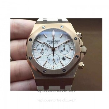 Replik-Uhr Audemars Piguet Royal Oak 26320 Roségold WeiBes Zifferblatt Rubber Strap