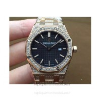 Replika Audemars Piguet Royal Oak 67651 Damen Roségold Diamanten Schwarzes Zifferblatt