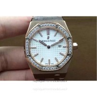 Replik-Uhr Audemars Piguet Royal Oak 67651 Damen Roségold White Diamanten Bezel Dial