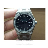 Replika Audemars Piguet Royal Oak 67651 Damen Rostfreier Stahl Diamanten Schwarzes Zifferblatt