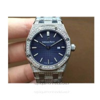 Replika Audemars Piguet Royal Oak 67651 Damen Rostfreier Stahl Diamanten Blaues Zifferblatt