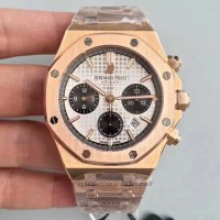 Replik-Uhr Audemars Piguet Royal Oak Chronograph 26320 Roségold Silbernes Zifferblatt