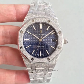 Replika Audemars Piguet Royal Oak Frosted Gold 37MM 15454 Rostfreier Stahl Blaues Zifferblatt 