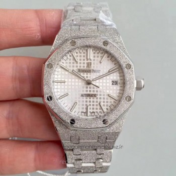 Replika Audemars Piguet Royal Oak Frosted Gold 37MM 15454 Rostfreier Stahl Silbernes Zifferblatt 