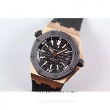 Replik-Uhr Audemars Piguet Royal Oak Offshore Diver 15340 Roségold Schwarzes Zifferblatt 