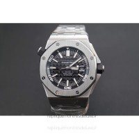 Replik-Uhr Audemars Piguet Royal Oak Offshore Diver 15703 Rostfreier Stahl Schwarzes Zifferblatt Rostfreier Stahl Bracelet