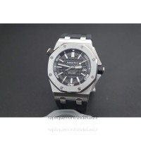 Replik-Uhr Audemars Piguet Royal Oak Offshore Diver 15703 Rostfreier Stahl Schwarzes Zifferblatt