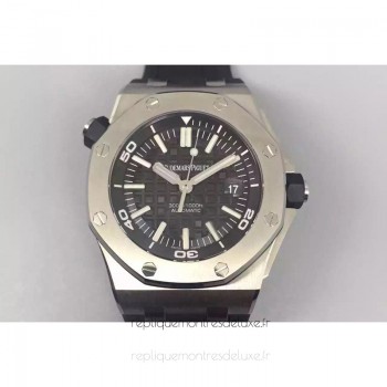 Replika Audemars Piguet Royal Oak Offshore Diver 15703 Rostfreier Stahl Schwarzes Zifferblatt 