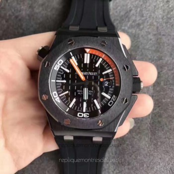 Replik-Uhr Audemars Piguet Royal Oak Offshore Diver 15707CE.OO.A002CA.01 Schwarz Ceramic Schwarz Orange Dial 