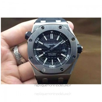 Replik-Uhr Audemars Piguet Royal Oak Offshore Diver 15710 Rostfreier Stahl Schwarzes Zifferblatt 