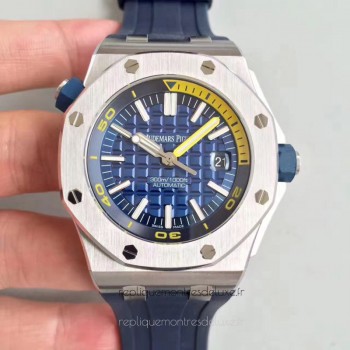 Replika Audemars Piguet Royal Oak Offshore Diver 15710ST.OO.A027CA.01 Rostfreier Stahl Blaues Zifferblatt 