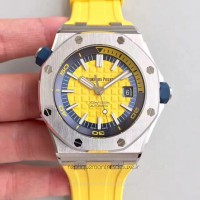 Replika Audemars Piguet Royal Oak Offshore Diver 15710ST.OO.A051CA.01 Rostfreier Stahl Gelbes Zifferblatt 