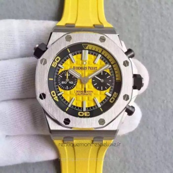 Replika Audemars Piguet Royal Oak Offshore Diver Chronograph 26703ST.OO.A051CA.01 Rostfreier Stahl Gelbes Zifferblatt 