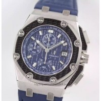 Replika Audemars Piguet Royal Oak Offshore Juan Pablo Montoya 26030PO.00.D021IN.01 Rostfreier Stahl Blaues Zifferblatt