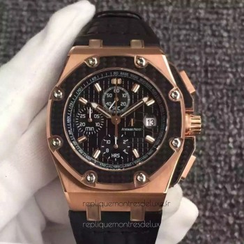 Replik-Uhr Audemars Piguet Royal Oak Offshore Juan Pablo Montoya 26030RO.00.D001IN.01 Roségold Schwarzes Zifferblatt