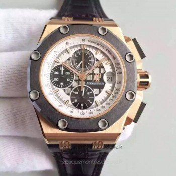 Replik-Uhr Audemars Piguet Royal Oak Offshore Rubens Barrichello II 26078RO.OO.D001VS.01 Roségold WeiBes Zifferblatt 