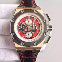 Replika Audemars Piguet Royal Oak Offshore Rubens Barrichello II 26284RO.OO.D002CR.01 Roségold Rotes Zifferblatt 