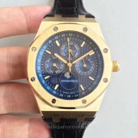 Replika Audemars Piguet Royal Oak Perpetual Calendar 41MM 26574BA.OO.1220BA.01 Gelbgold Blaues Zifferblatt