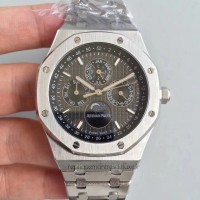 Replika Audemars Piguet Royal Oak Perpetual Calendar 41MM 26574ST.OO.1220ST.02 Rostfreier Stahl Schwarzes Zifferblatt