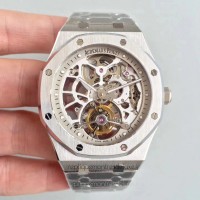 Replik-Uhr Audemars Piguet Royal Oak Tourbillon Extra-Plate Squelette 26518 Rostfreier Stahl Silber Skelett-Wählscheibe