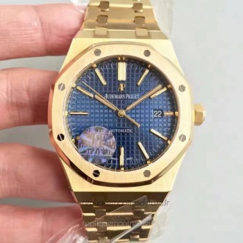 Replika Audemars Piguet Royal Oak 15400 Gelbgold Blaues Zifferblatt 