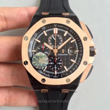 Replika Audemars Piguet Royal Oak Offshore QE2 Cup 2016 26406FR.OO.A002CA.01 Forged Carbon Schwarzes Zifferblatt 