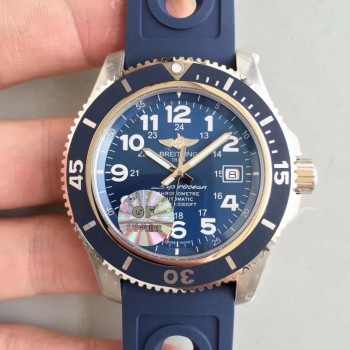 Ersatz Breitling Superocean II 44MM A17392D8/C910/228S/A20SS.1 Blaue Dusche in Edelstahl