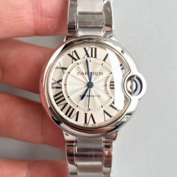 Replik-Uhr Ballon Bleu De Cartier 33MM W6920071 Rostfreier Stahl Silbernes Zifferblatt