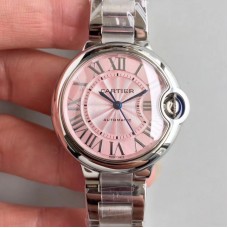 Replik-Uhr Ballon Bleu De Cartier 33MM W6920100 Rostfreier Stahl Pinkes Zifferblatt